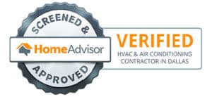 Verified HVAC and air conditioning contractor in Dallas seal of approval from HomeAdvisor